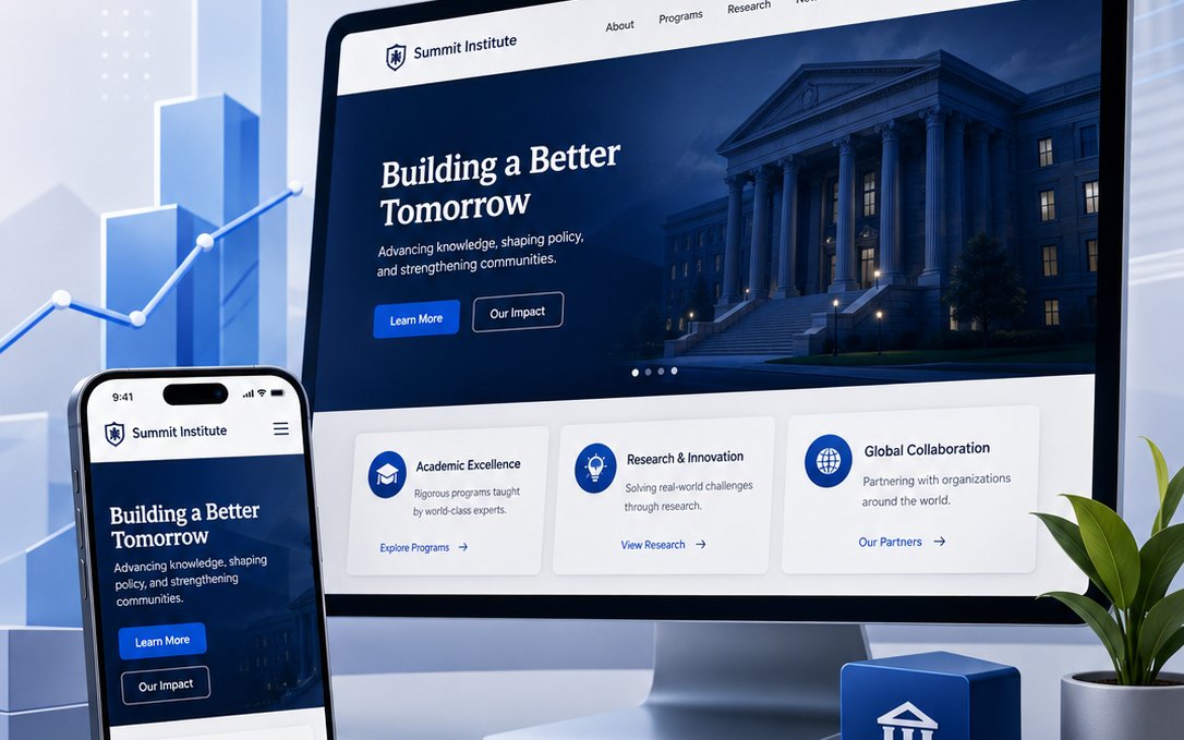 Sites institucionais entregues: site profissional em desktop e celular