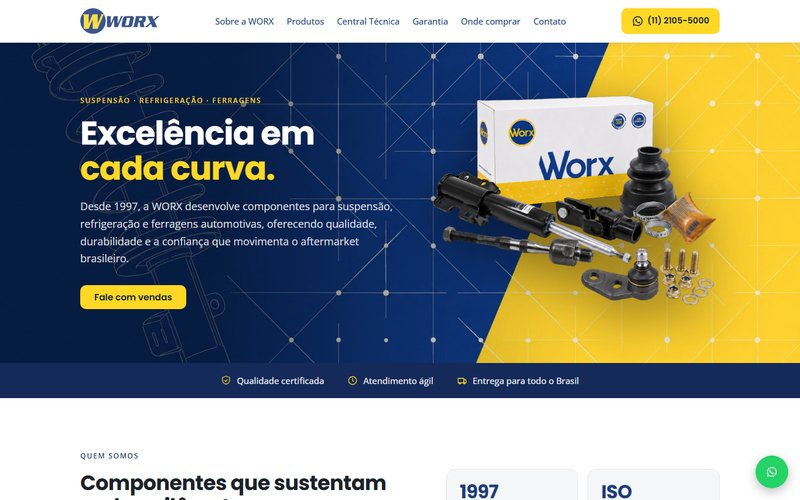 Site da WORX: suspensão, freios e ferragens para vans e pick-ups